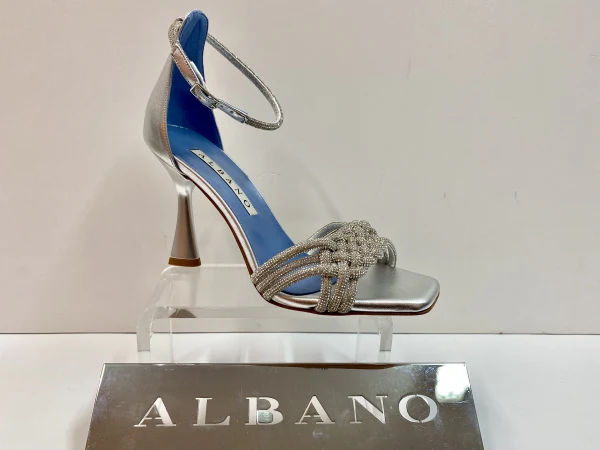 ALBANO 3266/3 SANDALO A TACCO ALTO ARGENTO CON STRASS