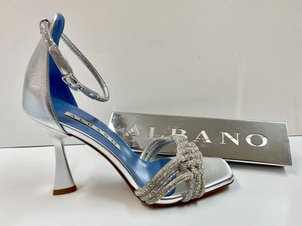 ALBANO 3266/3 SANDALO A TACCO ALTO ARGENTO CON STRASS - immagine 3