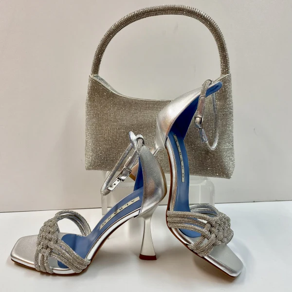 ALBANO 3266/3 SANDALO A TACCO ALTO ARGENTO CON STRASS - immagine 5