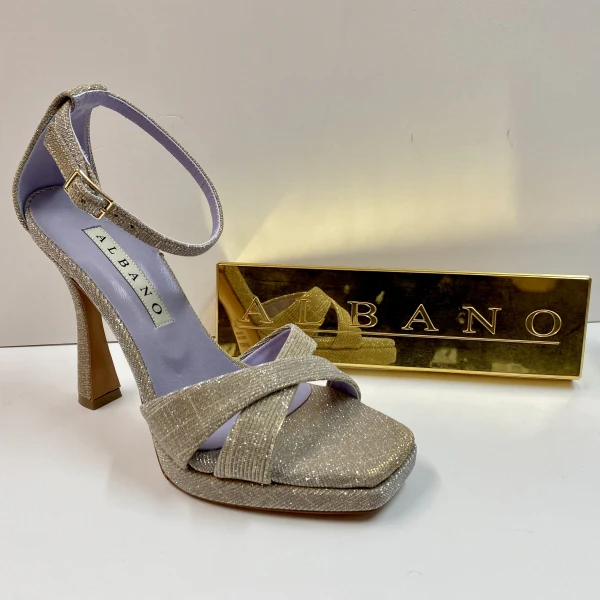 ALBANO 3236/6 SANDALO CON PLATEAU DOPPIA FASCIA E CINTURINO BEIGE