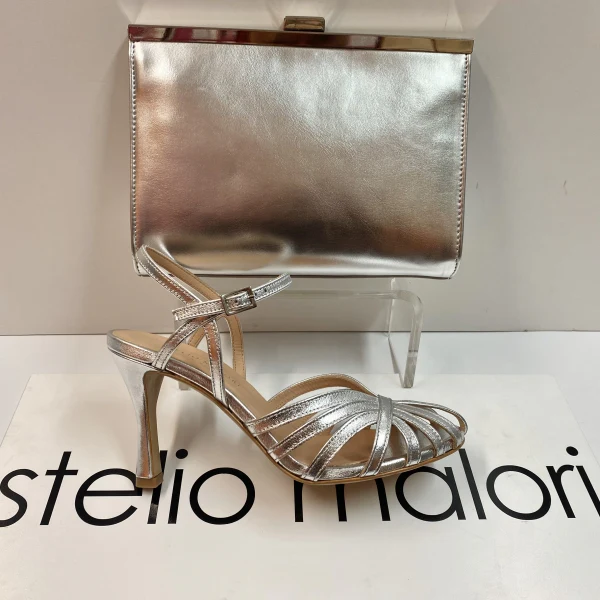 STELIO MALORI VENERE 12 SANDALO DONNA IN LAMINATO ARGENTO - immagine 3