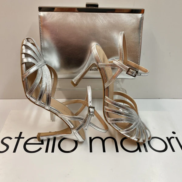 STELIO MALORI VENERE 12 SANDALO DONNA IN LAMINATO ARGENTO - immagine 4