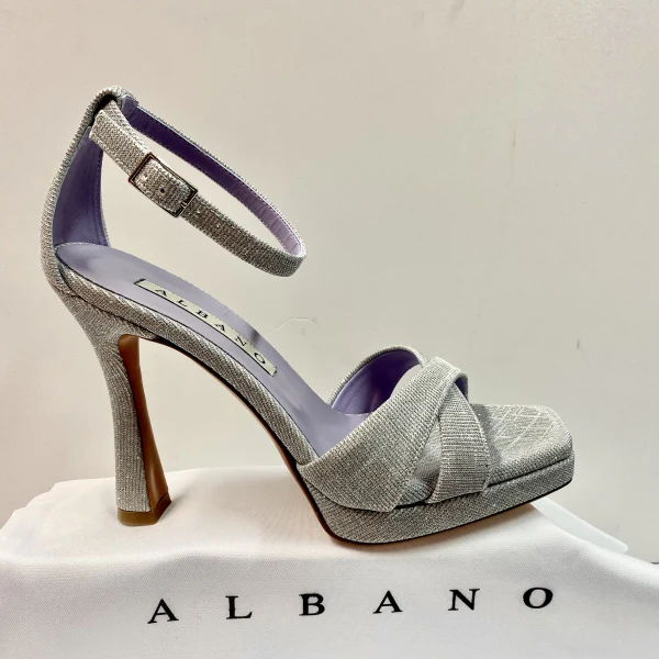 ALBANO 3236/3 SANDALO CON PLATEAU DOPPIA FASCIA E CINTURINO ARGENTO - immagine 3