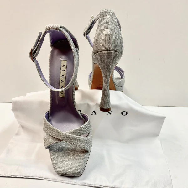 ALBANO 3236/3 SANDALO CON PLATEAU DOPPIA FASCIA E CINTURINO ARGENTO - immagine 4