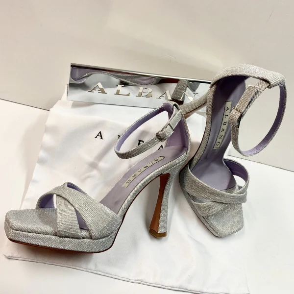 ALBANO 3236/3 SANDALO CON PLATEAU DOPPIA FASCIA E CINTURINO ARGENTO - immagine 5