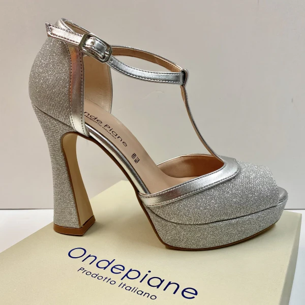 ONDE 7861 DECOLLETE CON CINTURINO GLITTER ARGENTO - immagine 3