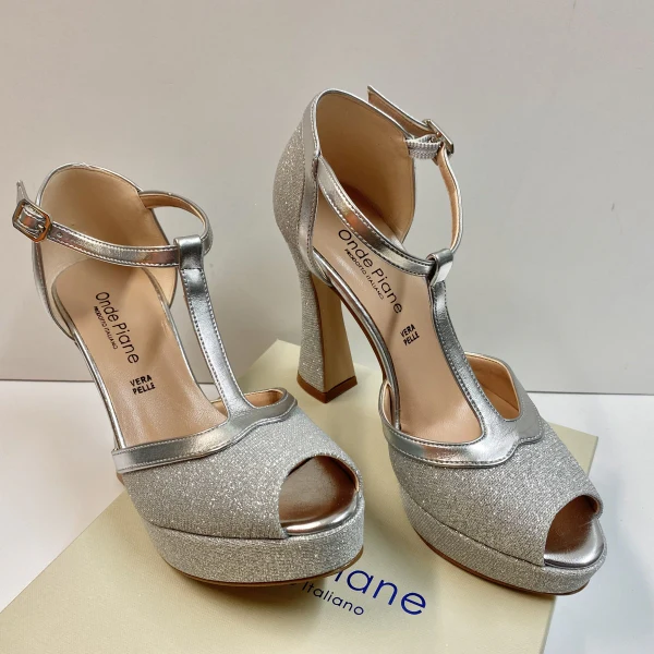 ONDE 7861 DECOLLETE CON CINTURINO GLITTER ARGENTO - immagine 4