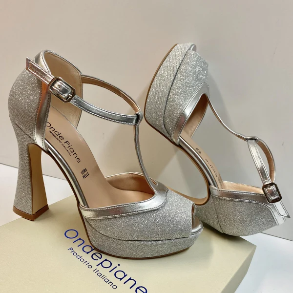 ONDE 7861 DECOLLETE CON CINTURINO GLITTER ARGENTO - immagine 5