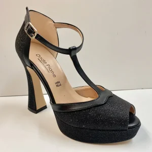 ONDE 7861 DECOLLETE CON CINTURINO GLITTER NERO