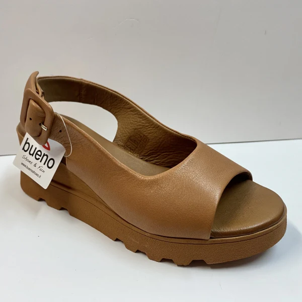 BUENO Y8600 SANDALO DONNA CON ZEPPA IN PELLE CUOIO