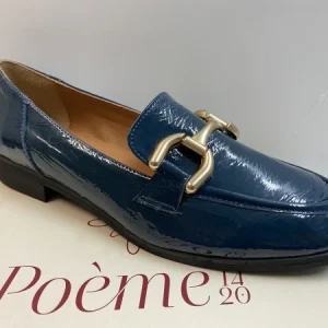 POEME AU06 MOCASSINO DONNA CON MORSETTO IN VERNICE PETROLIO