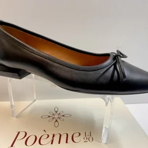POEME MS17 DECOLLETE BASSO CON FIOCCO IN PELLE NERO
