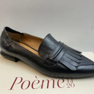 POEME MS15 MOCASSINO BASSO CON FRANGE IN PELLE NERO