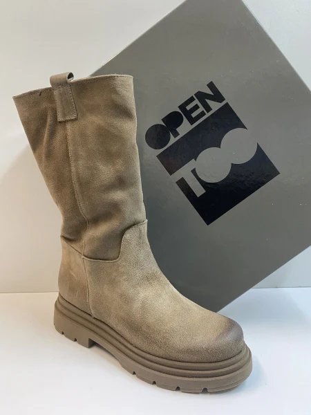 OPEN TOO NICOL 25 STIVALE DONNA IN PELLE SCAMOSCIATA TAUPE - immagine 2