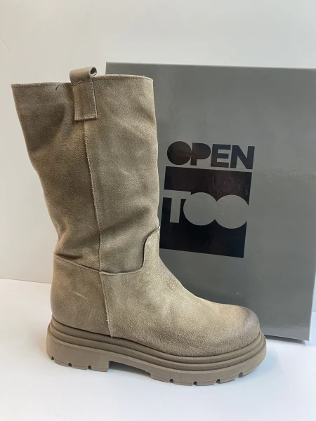 OPEN TOO NICOL 25 STIVALE DONNA IN PELLE SCAMOSCIATA TAUPE - immagine 3