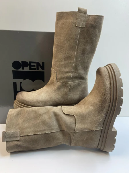 OPEN TOO NICOL 25 STIVALE DONNA IN PELLE SCAMOSCIATA TAUPE - immagine 4