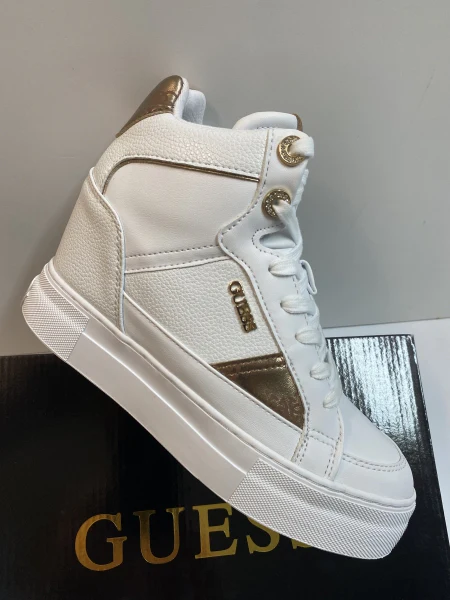 GUESS FL7FRI SNEAKERS ALTE DONNA CON PLATEAU WHITE/GOLD