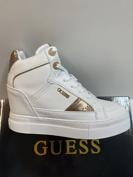 GUESS FL7FRI SNEAKERS ALTE DONNA CON PLATEAU WHITE/GOLD - immagine 3