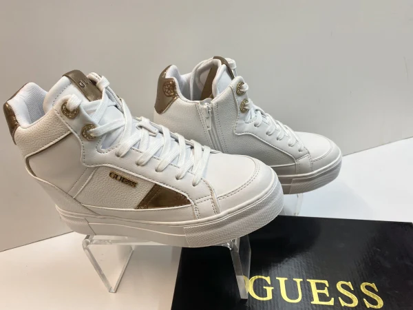 GUESS FL7FRI SNEAKERS ALTE DONNA CON PLATEAU WHITE/GOLD - immagine 4