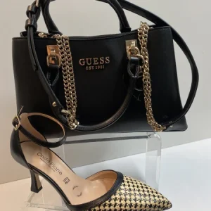 Ondepiane 6417 dècolletè aperto ai lati in pelle stampata nero