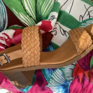 Shaddy 114240253 sandalo da donna doppia fascia intrecciata cuoio