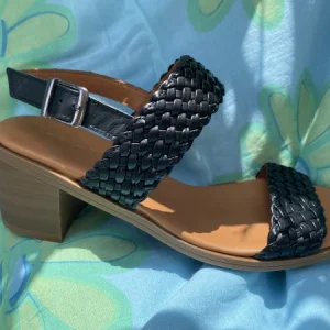 Shaddy 114240253 sandalo da donna doppia fascia intrecciata nero