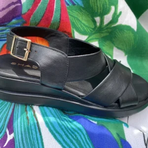 Shaddy 100243328 sandalo donna basso in pelle nero