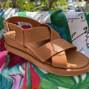 Shaddy 100243328 sandalo donna basso in pelle cuoio