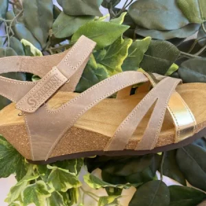 Sabatini 4351 Beige/Platino - Sandalo Donna In Morbido Nabuk