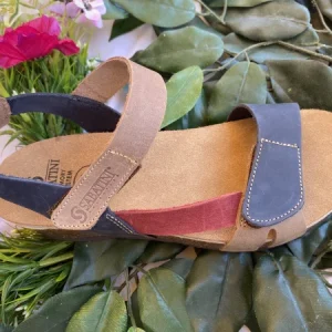 Sabatini 2412 - Sandalo Con Inserto In Memory E Doppio Velcro - Crazy Blu/Beige