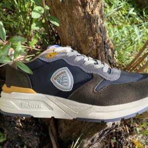 Blauer Ray 02 sneakers uomo in pelle scamosciata e tessuto militare