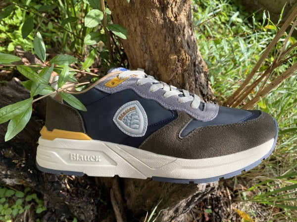 Blauer Ray 02 sneakers uomo in pelle scamosciata e tessuto militare - immagine 2