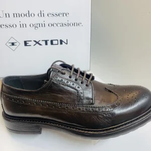 Exton 9820 derby uomo inglese lavorato pelle castagno