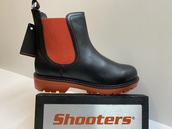 Shooters S22761-01 stivaletto chelsea donna in pelle nero con elastico rosso - immagine 2