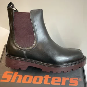 Shooters S22761-01 stivaletto chelsea donna in pelle nero con elastico bordò