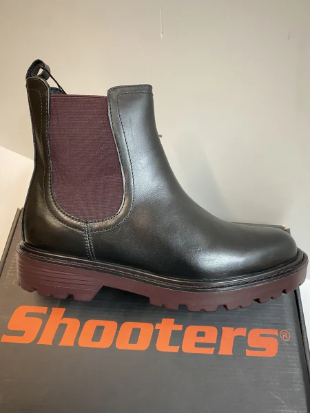 Shooters S22761-01 stivaletto chelsea donna in pelle nero con elastico bordò - immagine 2