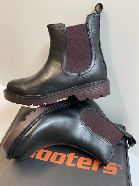 Shooters S22761-01 stivaletto chelsea donna in pelle nero con elastico bordò - immagine 4