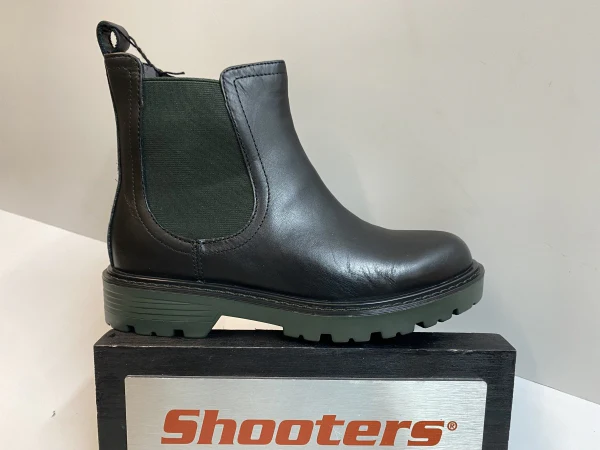 Shooters S22761-01 stivaletto chelsea donna in pelle nero con elastico verde - immagine 2