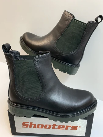 Shooters S22761-01 stivaletto chelsea donna in pelle nero con elastico verde - immagine 3
