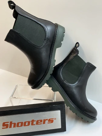 Shooters S22761-01 stivaletto chelsea donna in pelle nero con elastico verde - immagine 4