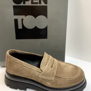Open Too Air 1 mocassino donna in pelle scamosciata taupe