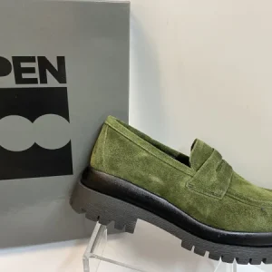 Open Too Air 1 mocassino donna in pelle scamosciata verde