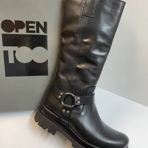 Open Too Air 3 stivali donna con fibbia in pelle nero