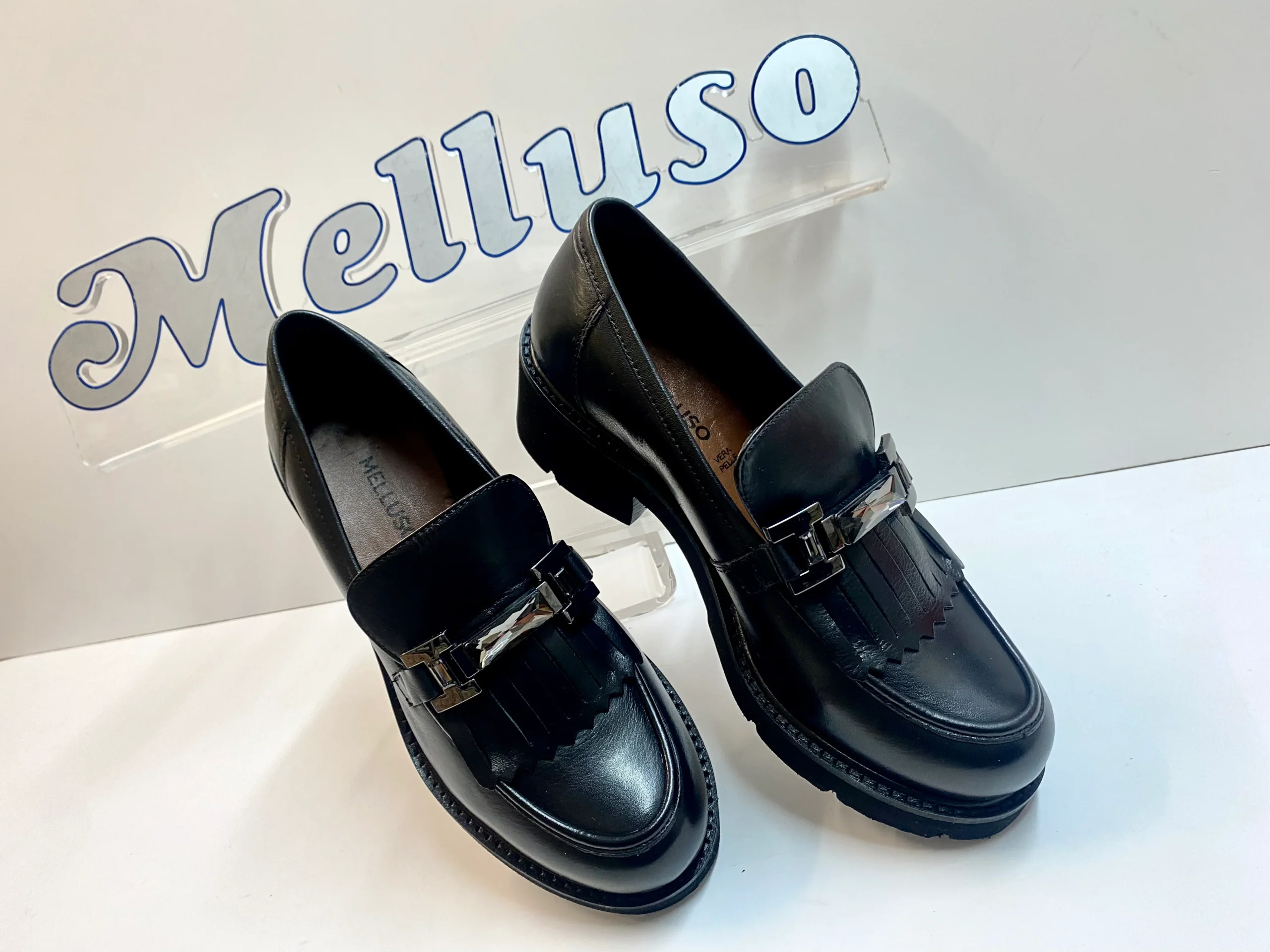Melluso 034331 mocassino donna in pelle nero con frange e morsetto - immagine 4