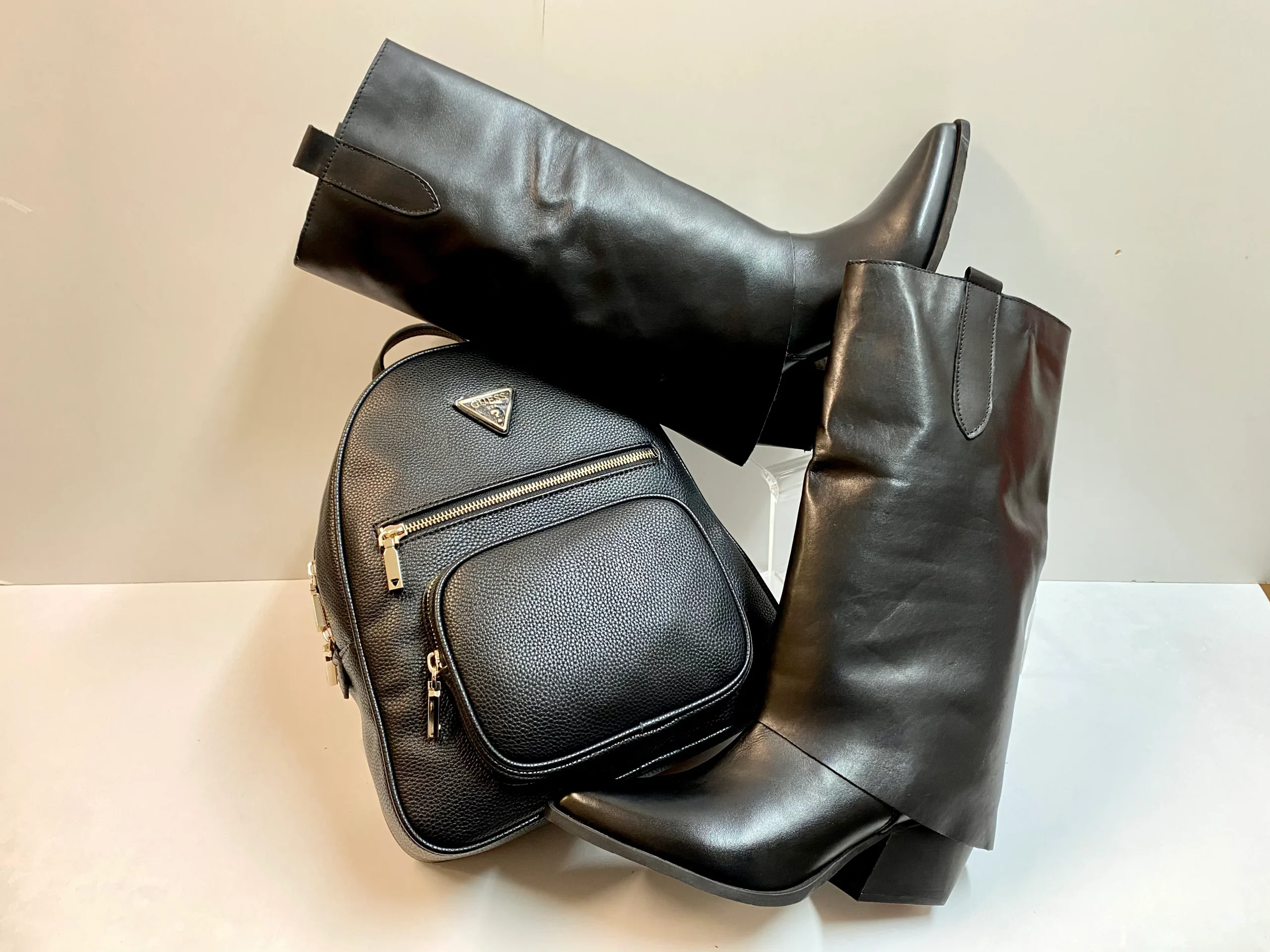 Open Too Loca stivale texano con ampio risvolto in pelle nera - immagine 3