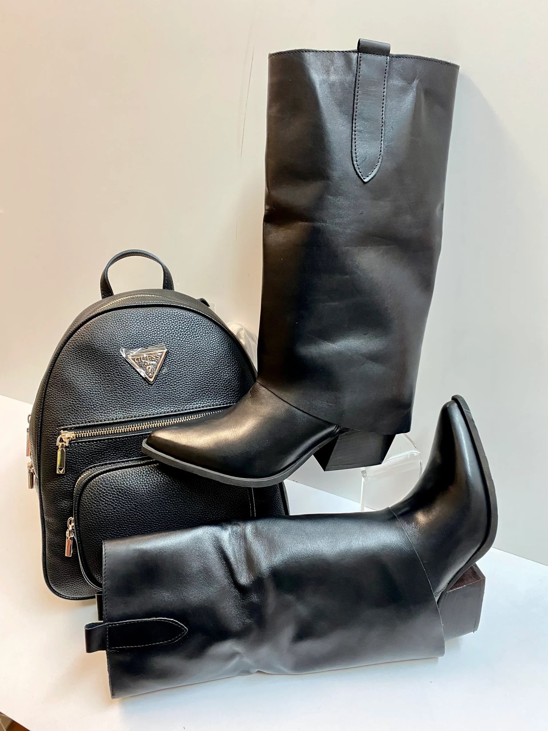 Open Too Loca stivale texano con ampio risvolto in pelle nera - immagine 4