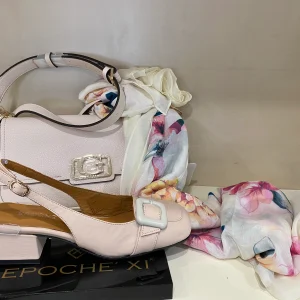 Epochè XI Venice 40 slingback donna in pelle cipria tacco largo medio e fibbia in punta