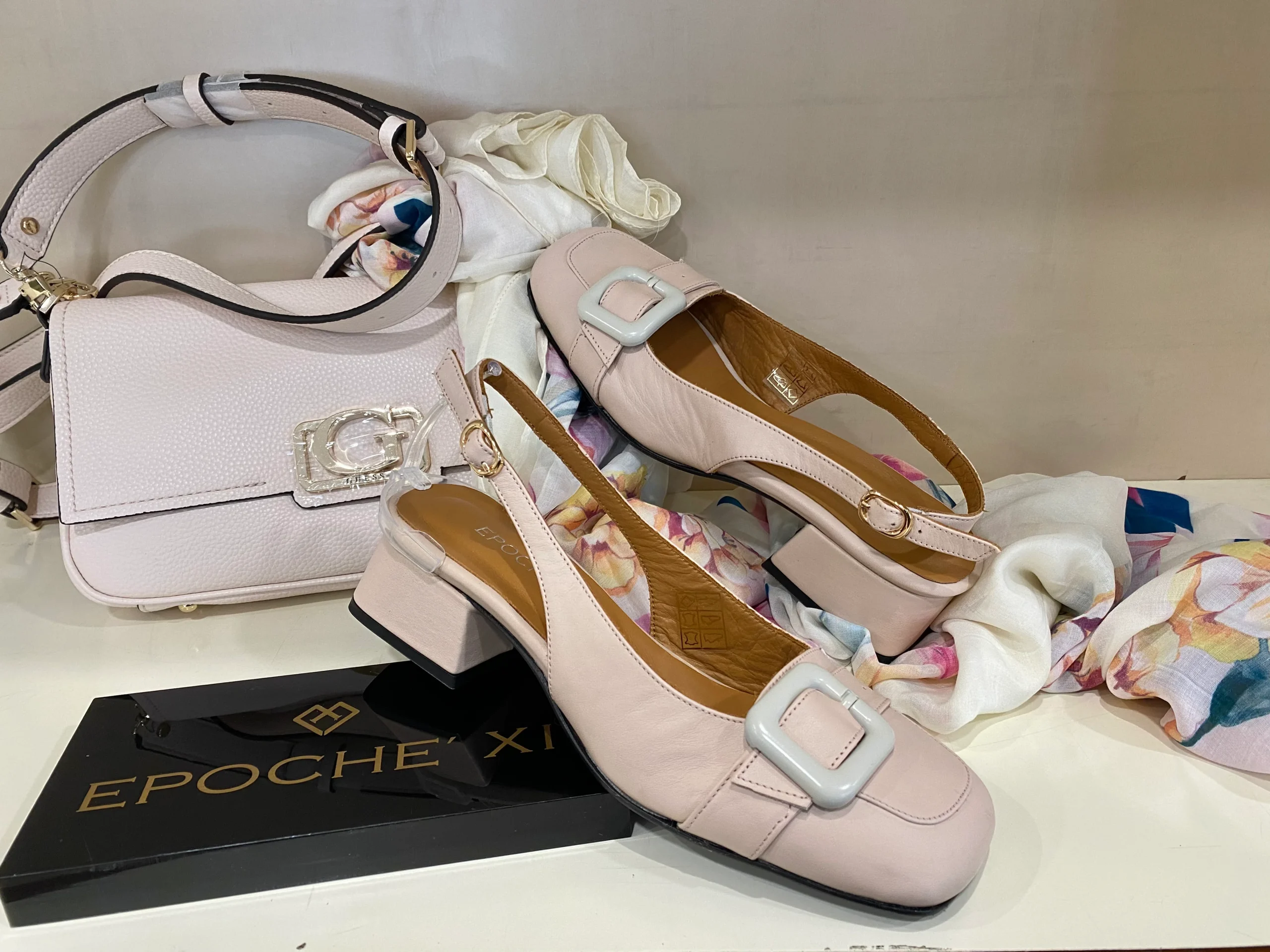 Epochè XI Venice 40 slingback donna in pelle cipria tacco largo medio e fibbia in punta - immagine 4