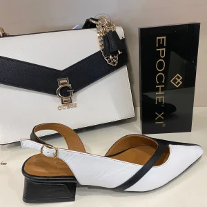 Epochè XI Limburg 23 dècolletè tacco medio in pelle bicolore bianco/nero