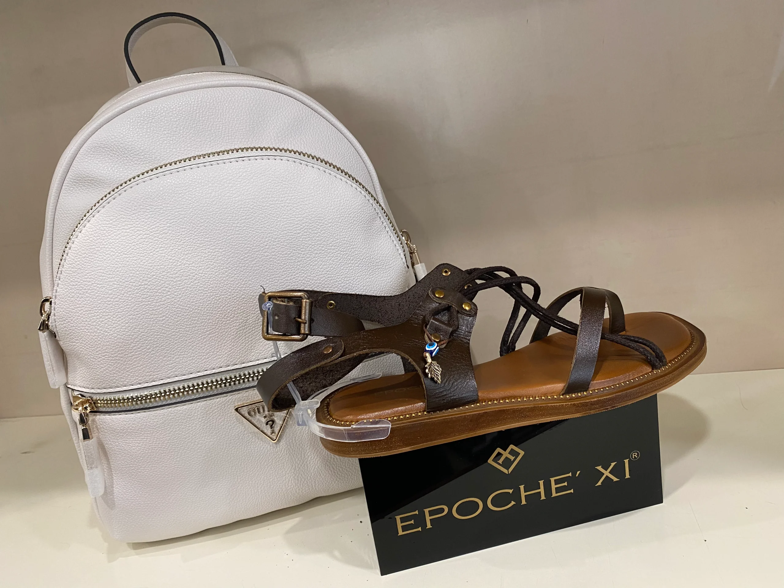 Epochè XI Siena 48 sandalo basso in pelle testa moro con accessori